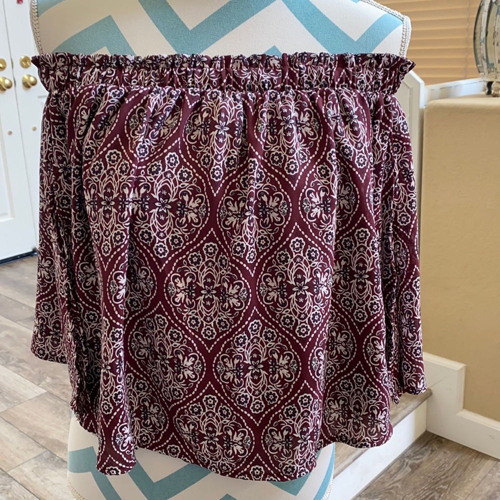 ❤️Berry N Cream Maroon Off the Shoulder Top